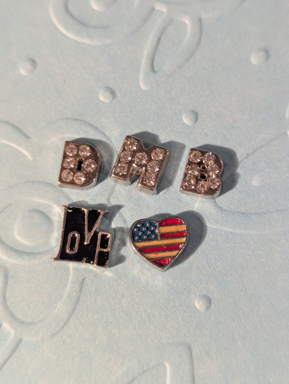 Living Locket Rhinestone Charms DMB initials Love American Flag Heart Brand New